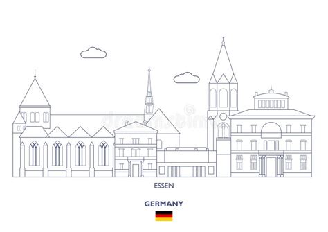 Essen City Skyline, Germany Stock Vector - Illustration of template, linear: 115038373