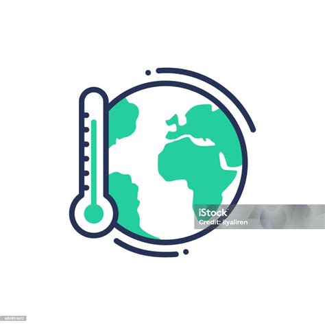 Global Warming Modern Vector Single Line Icon Stock Illustration ...