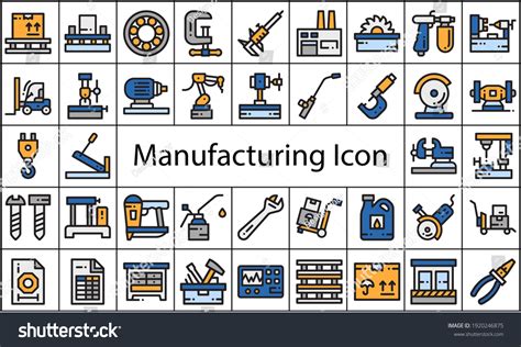 Manufacturing Icon Set Flat Style Vector Stock Vector (Royalty Free ...