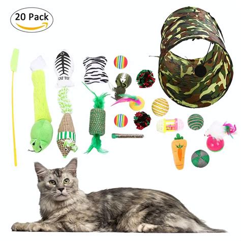 20PCS Pet Cat Toys Set Cat Teaser Stick Feather Toys Variety Pack Pet Play Toy For Kitten Puppy ...