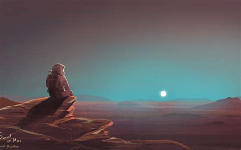 2880x1800 Astronaut Watching Sunset On Mars Macbook Pro Retina HD 4k Wallpapers, Images ...