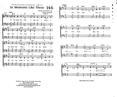 Worship Lead Sheets: In Moments Like These - David Graham