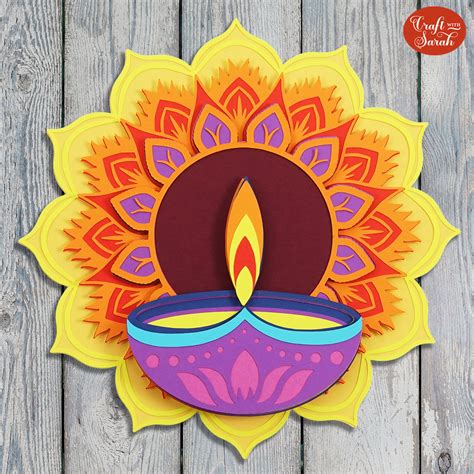 Free SVG! 🪔 Mandala Diya Lamp for Diwali - Craft with Sarah