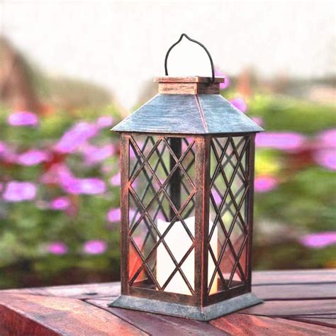 Solar Lantern Indoor or Outdoor Bronze | Antique Metal Construction | Solar Powered Hanging ...