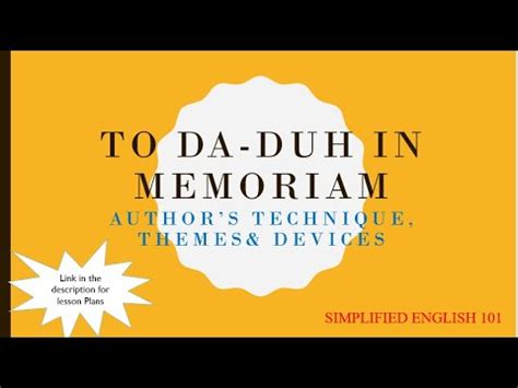 To Da duh In Memoriam Techniques & Themes - YouTube