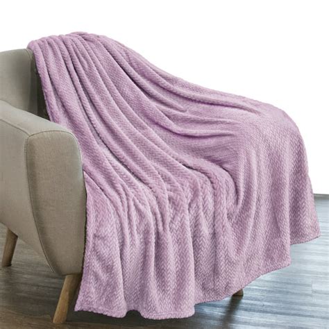 PAVILIA Luxury Flannel Fleece Blanket Throw Lavender Purple | Soft Decorative Jacquard Weave ...