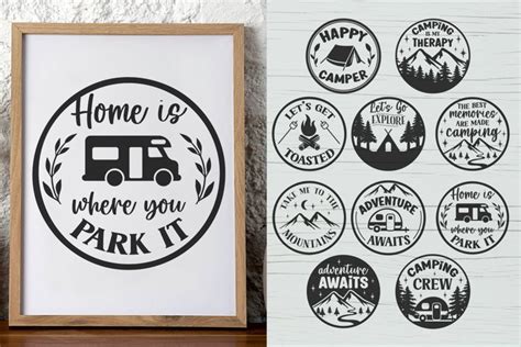 Camping Round Signs Bundle 10 SVG cut files