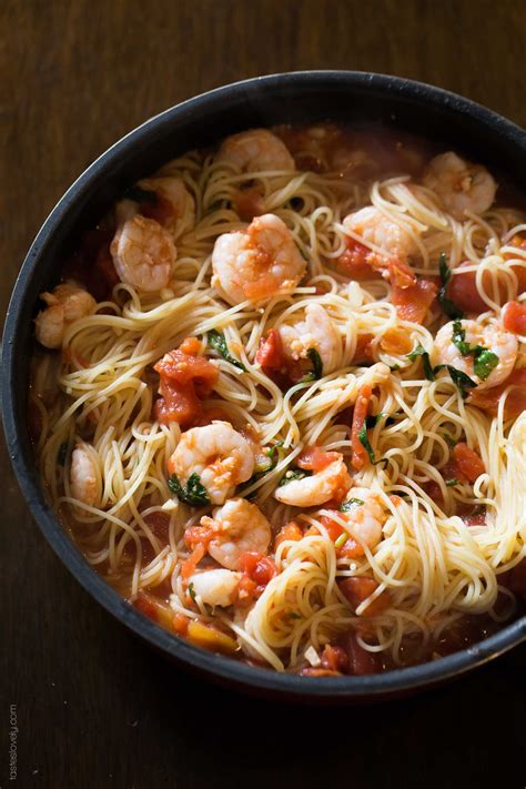 Shrimp and Basil Angel Hair Pasta - Tastes Lovely