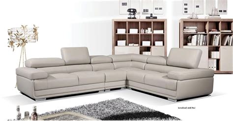 Chic Grey Leather Sectional Sofa Set Contemporary Modern Right Hand ESF ...