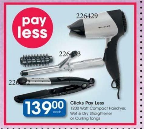 Clicks Pay Less 1200 Watt Compact Hairdryer Wet & Dry Straightener or ...