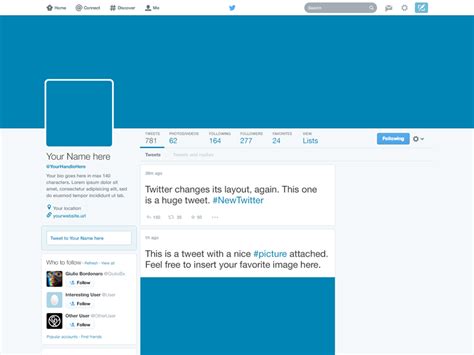 Freebie: Twitter 2014 GUI PSD (New profile template) | Twitter template ...