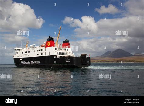 Isle of Islay, Scotland. The CalMac ferry MV Finlaggan transiting the ...