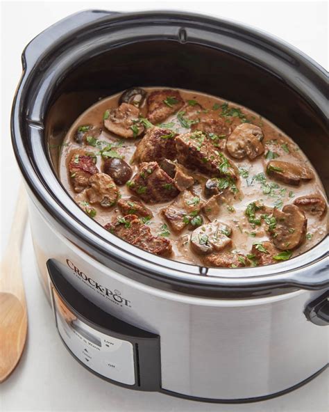 Recipe: Slow Cooker Beef Tips with Mushroom Gravy | Kitchn