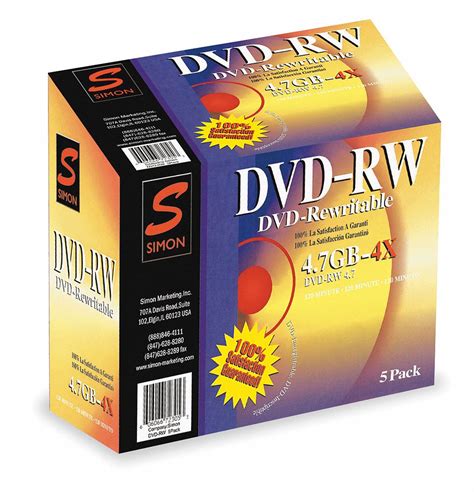 DVD+RW, 4.7 GB Capacity, 4x Speed - Grainger