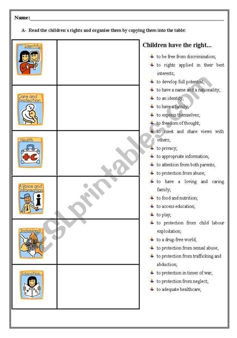 Children´s Rights Activity | Children’s rights, Worksheets for kids ...