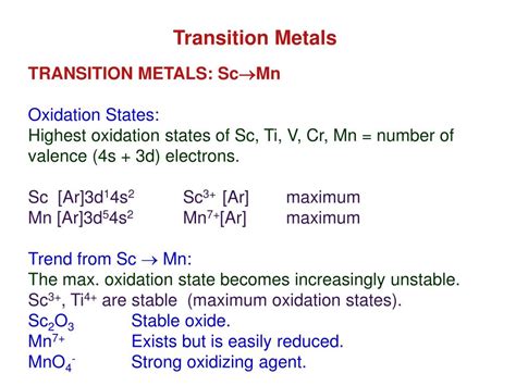 PPT - Transition Metals PowerPoint Presentation, free download - ID:6736264