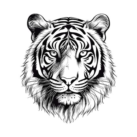 Premium Vector | Tiger head hand draw sketch on white background vector illustration