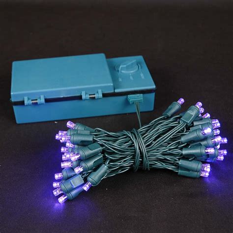 50 LED Battery Operated Christmas Lights Warm White on Green Wire ...