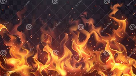 Realistic Flame Isolated on Transparent Background with Smoke and ...