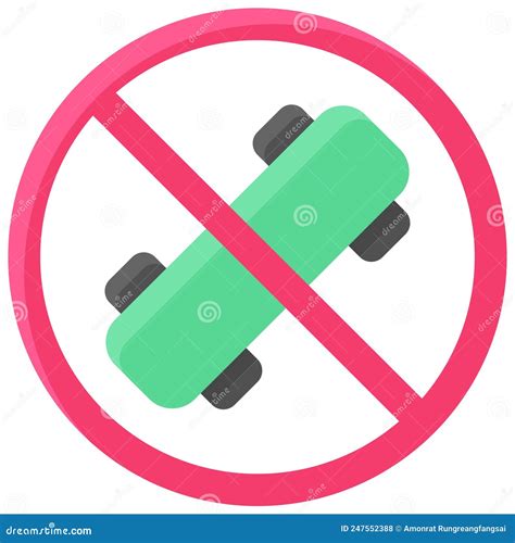 No Skateboarding Icon, Prohibition Sign Vector Illustration Stock Vector - Illustration of ...