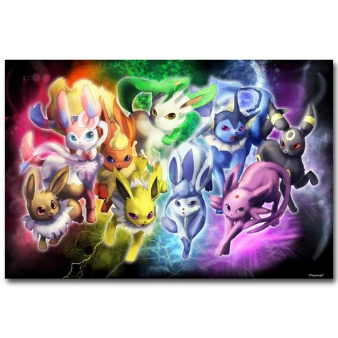 Eevee Pokemon XY Art Silk Fabric Poster Print 13x20 24x36inch Pocket Monster Anime Picture for ...