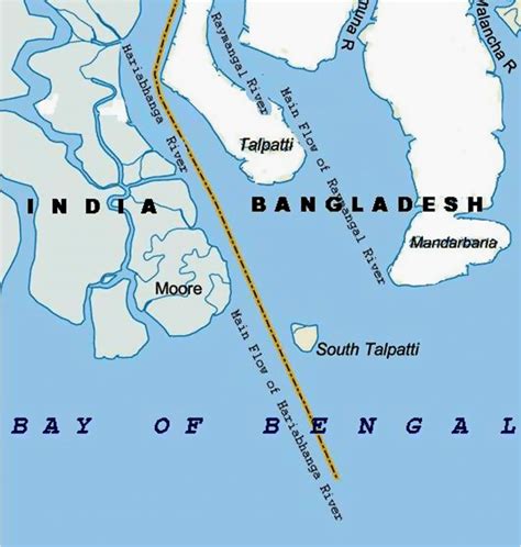 Location of South Talpatti/ New Moore Island in the Bay of Bengal ...