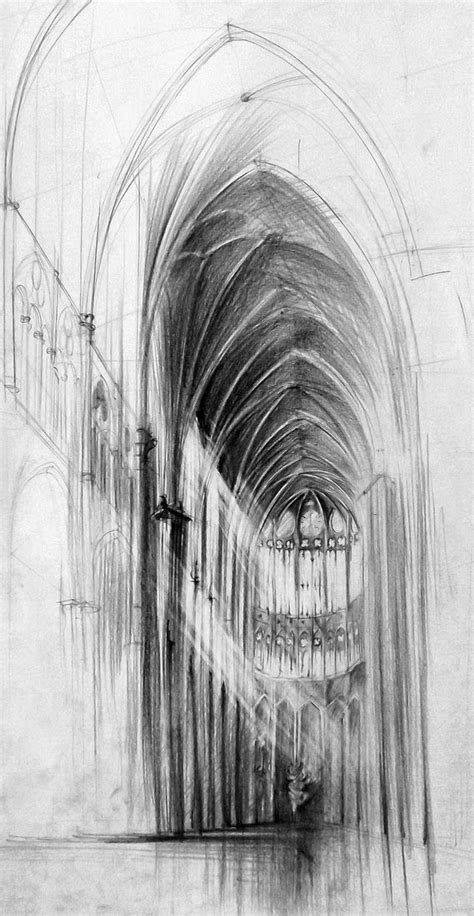 15-Interior-Gothic-Cathedral-Łukasz-Gać-DOMIN-Poznan-Architectural-Drawings-of-His ...