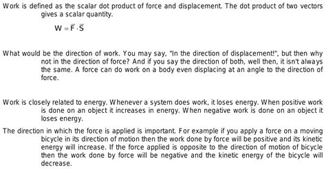 why work is a scalar quantity as force and displacement are vectors