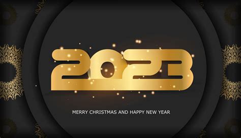 2023 happy new year holiday banner. Golden pattern on black. 14374342 Vector Art at Vecteezy