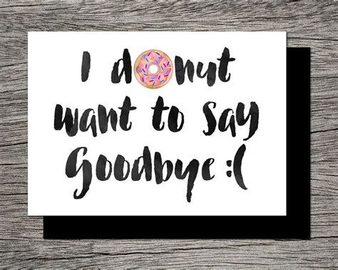 PRINTABLE Farewell Card /printable Goodbye Card I/we DONUT Want to Say ...