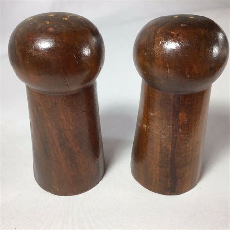 Wooden Salt Pepper Shakers Teak Wood 3.5 Tall Mid Century Gadgets, Salt And Pepper Set, Spice ...