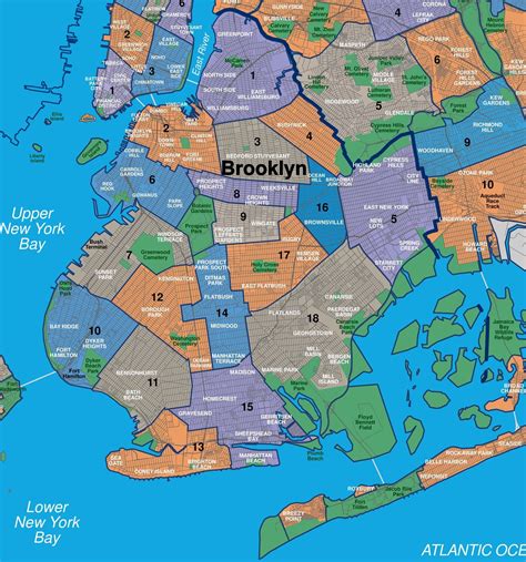 Brooklyn neighborhoods, New york city map, Brooklyn map