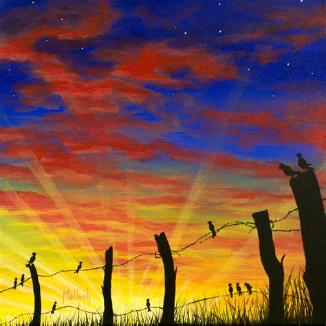 The Birds - Red Sky at Night Painting by Jack Malloch | Fine Art America