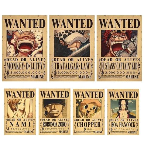 Wanted Poster Anime New Bounty Luffy Zoro Shanks - Etsy UK