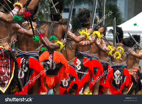 Papua Tribes Men Dancing On Event Stock Photo (Edit Now) 587191