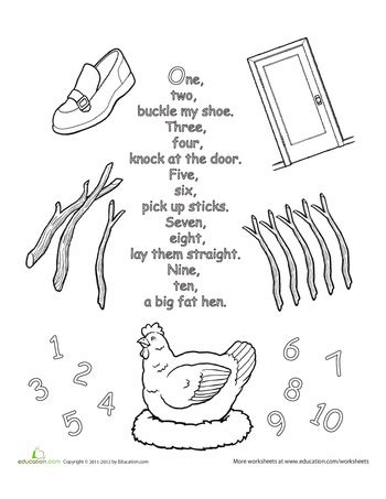 Nursery Rhyme Coloring: One, Two, Buckle My Shoe | Lindsey's Purple ...