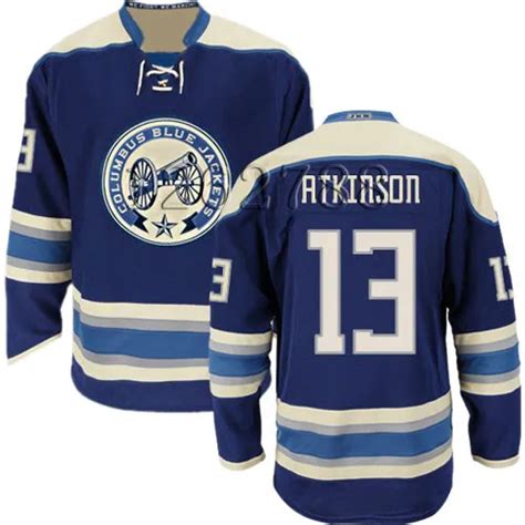 Stitched Columbus Blue Jackets #13 Cam Atkinson Navy Blue Third Jersey ...