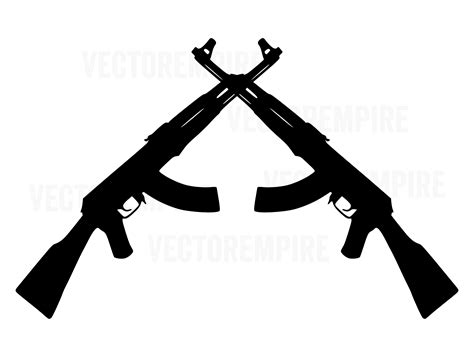 AK-47 SVG Gun Vector AK47 Crossed Rifle SVG Gun Cricut Files Rifle Clip ...