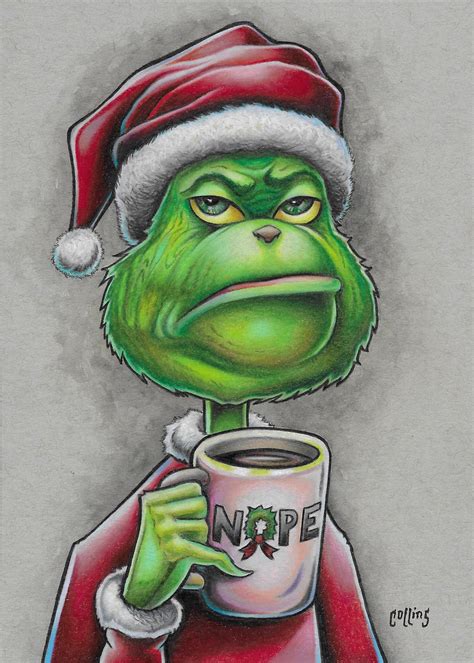 The Grinch Nope Mug 5x7 open edition SIGNED wall art fine | Etsy