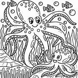 Mother Octopus And Baby Coloring Page 17197808 Vector Art At  sketch template