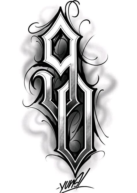 Black and White Tattoo Lettering Design