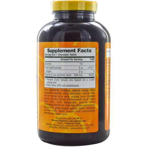 Nature's Plus, Orange Juice Vitamin C Supplement, 500 mg, 180 Tablets - iHerb