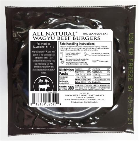 Frontiere Natural Meats Wagyu Beef 80/20 Burger Patties, 16 oz - King ...