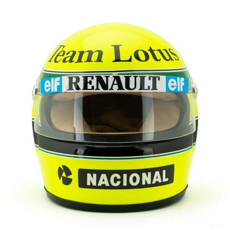 Ayrton Senna Mini Helmet, 1:2 scale, Yellow, 1985 | Ayrton senna, Helmet, Ayrton