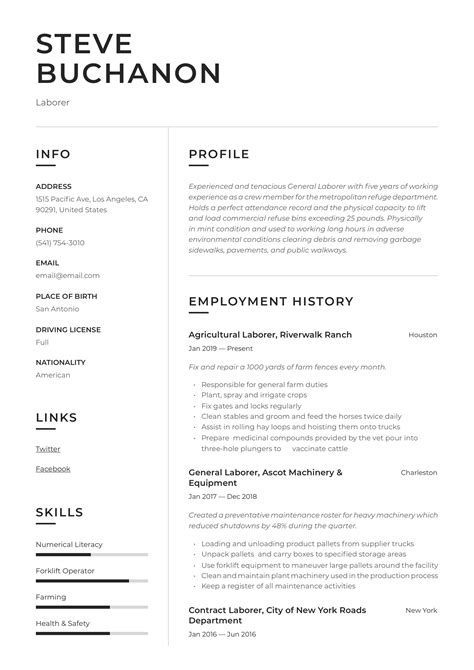General Laborer Resume & Writing Guide | +12 Free Templates | 2019