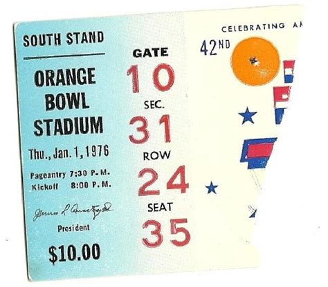 1976 Orange Bowl Game Ticket Stub Oklahoma Michigan | College bowl ...