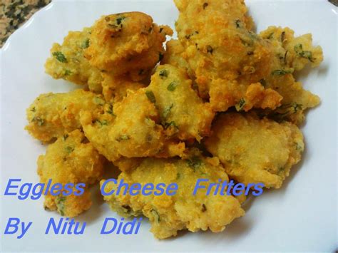 EGGLESS CHEESE FRITTERS | nitu didi