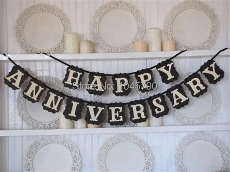 Free Shipping 1 X Black HAPPY ANNIVERSARY Banner Anniversary Sign ...