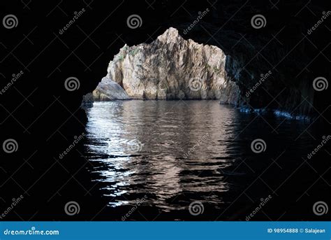 View from Inside the Blue Grotto Sea Cave. Malta Stock Photo - Image of ...