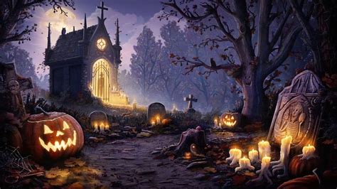 Haunted Graveyard Halloween Ambience with Spooky and Relaxing Sounds | Haunted graveyard ...